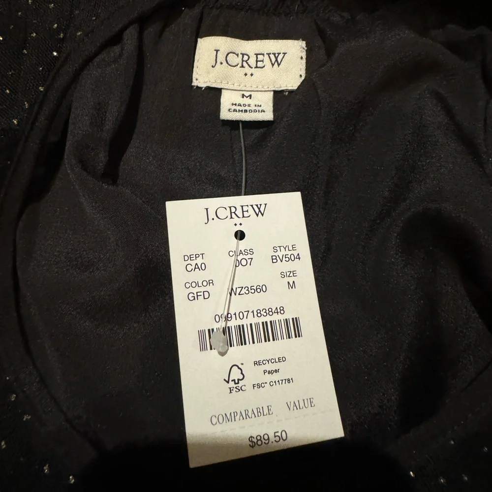 Jcrew black short sleeve shirt with gold accents - Picture 3 of 3